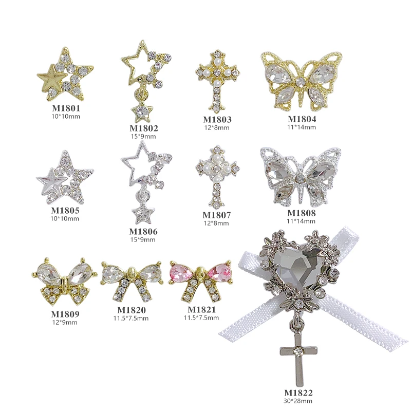 

New Luxury Gemstone Nail Decoration Knot Pendant Hollow Star Ribbon Versatile Nail Art Tools Beau Salon Supplies