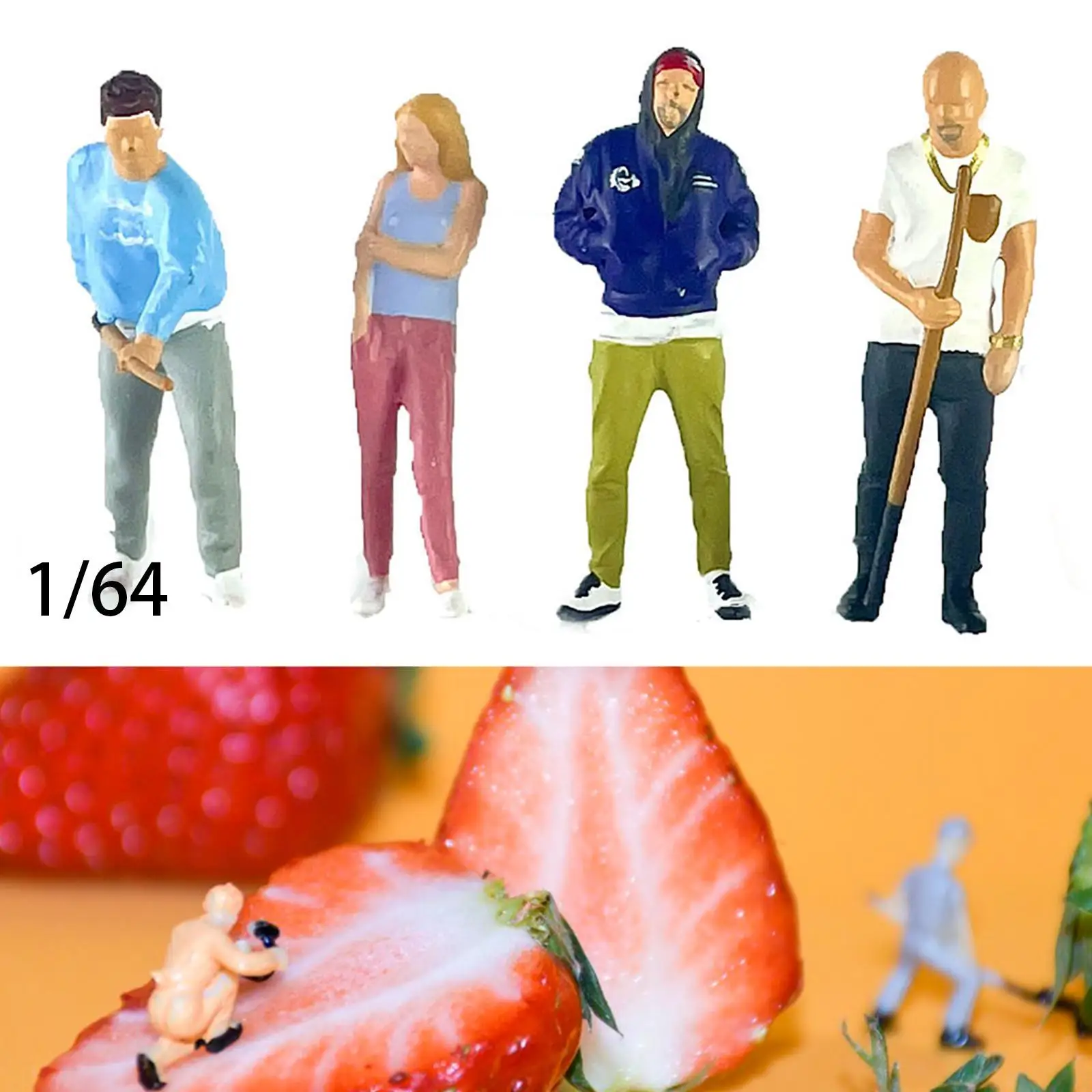 Mini modèles de figurines de personnes, échelle 1:64, accessoires de décoration adaptés aux figurines miniatures tendance pour scène de rue de ville, 4 pièces