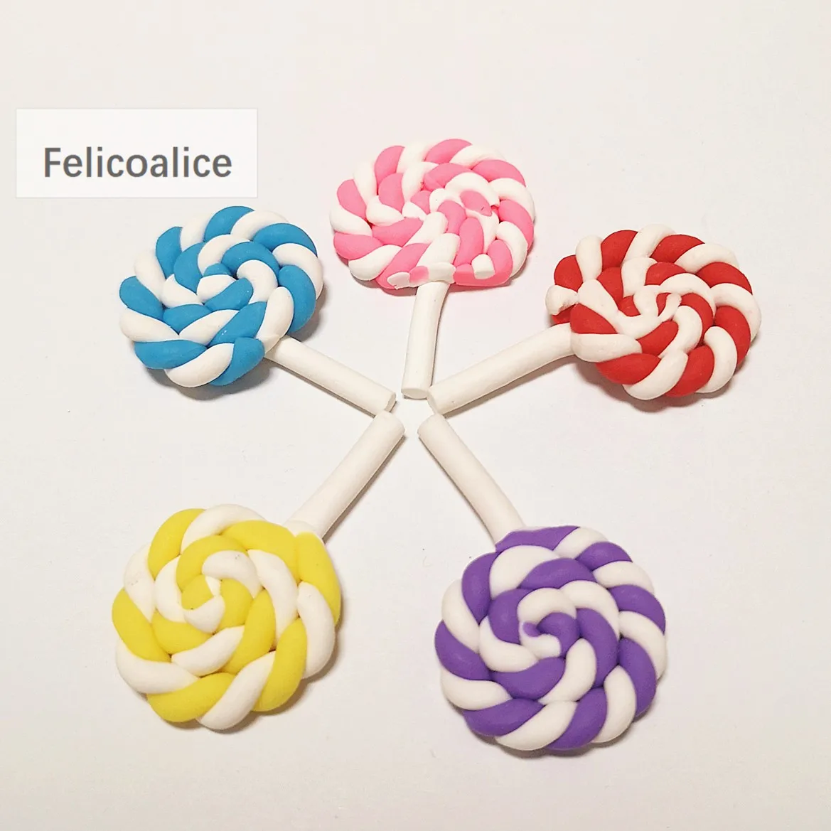 8pcs 27mm-45mm Polymer Clay Slime Material Simulation Lollipops Phone Case Decoration Decor Home Design DIY Hair Accessories