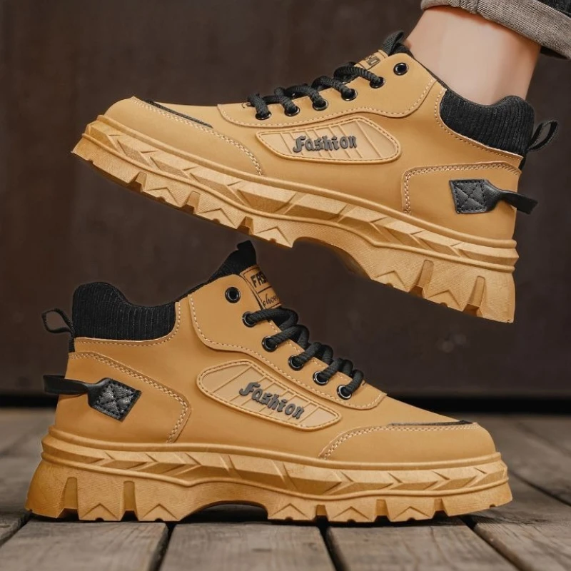 

Уличные мужские ботинки на платформе со шнуровкой, увеличивающие рост, весенне-осенние новые удобные модные ботинки Y2k, повседневная мужская обувь в стиле ретро