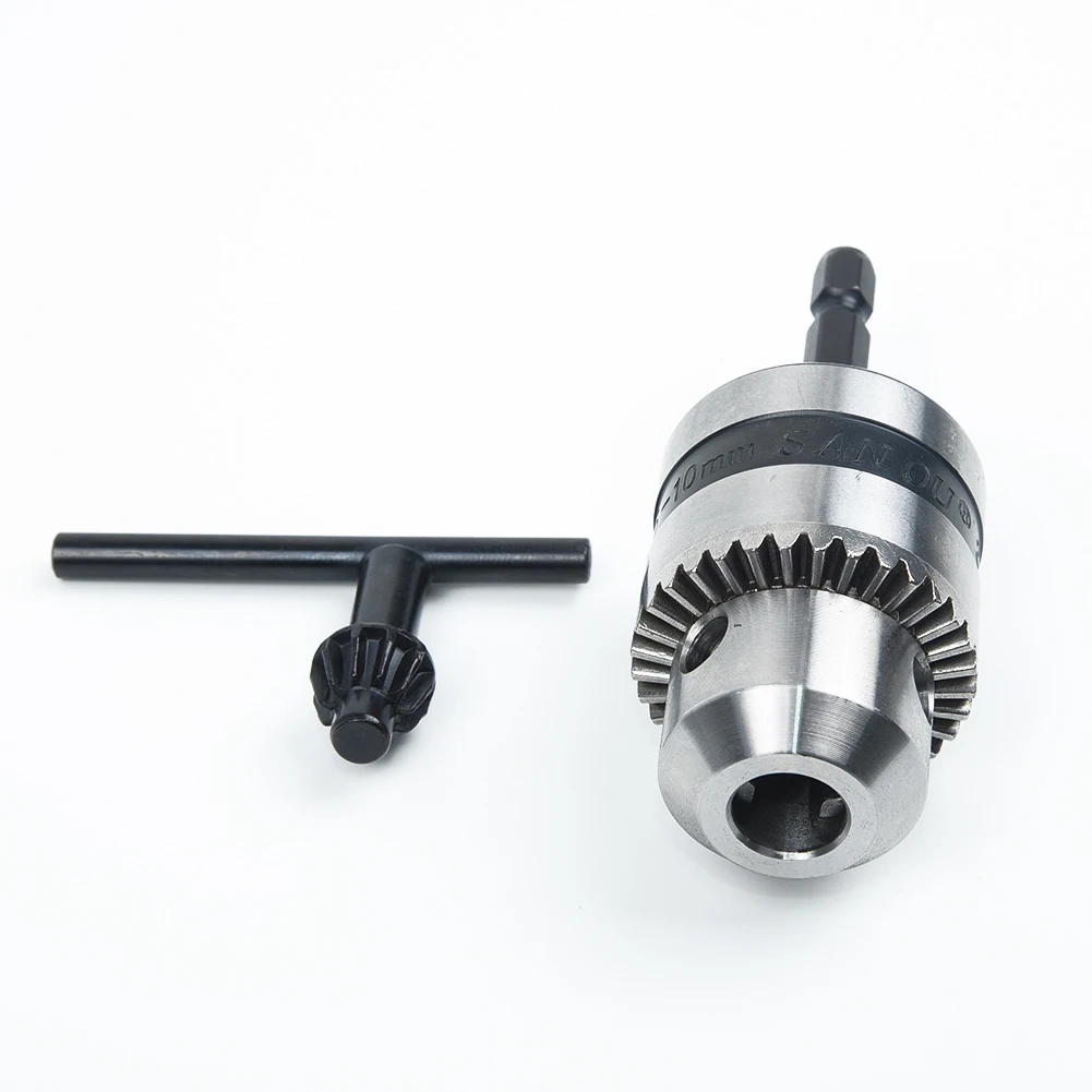 3/8 Inch 24UNF 510MM Keyless Drill Chuck Clamp with 1/4 Inch Hex Shank Adapter Compatible with Multiple Drill Types