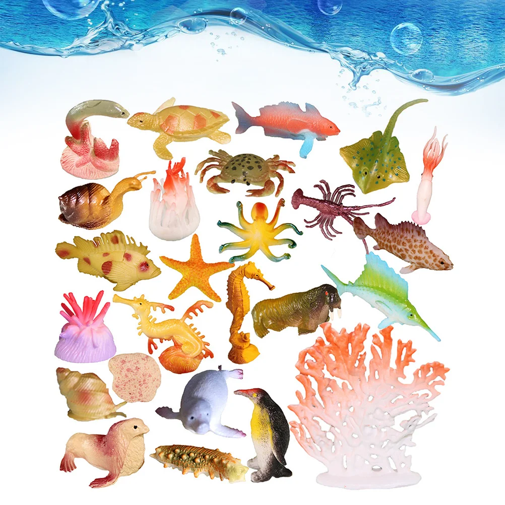 

26 Pcs Sea Ocean Animal Toy Pool Display Model Simulation Marine Toys Figurines