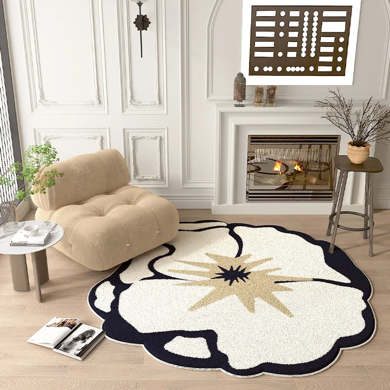 Flower Shape Living Room Decoration Carpet Cute Girl Bedroom Rug Irregular Minimalist Comfortable Floor Mat Plush Soft Foot Mats