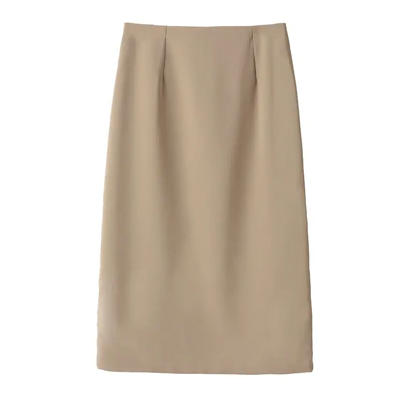 Mid Length Solid Color Office Women's 2023 New High Waisted Buttocks Wrapped Temperament Slim Fashion All-match Lady Skirt