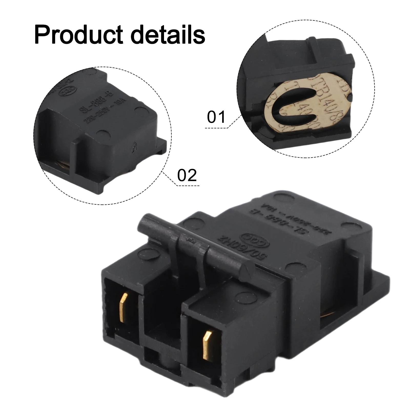 

Совершенно новый практичный кнопочный переключатель, замена пластика и металла SL-888-B, детали для электрического чайника, 100 градусов Цельсия