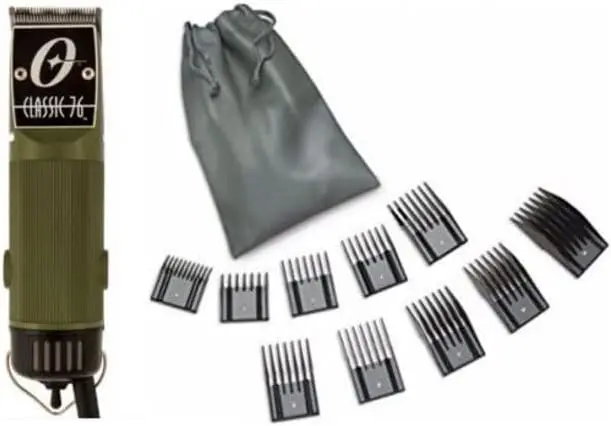 Classic 76 Olive Green Color Limited Edition Hair Clipper+10 PC Comb Set