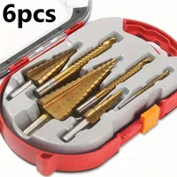 6Pcs Step Drill Bits Saw Drill Set HSS Titanium Milling Cutter for Woodworking Metal Core Hole Opener 4-12 4-20 4-32mm 3 6 8mm