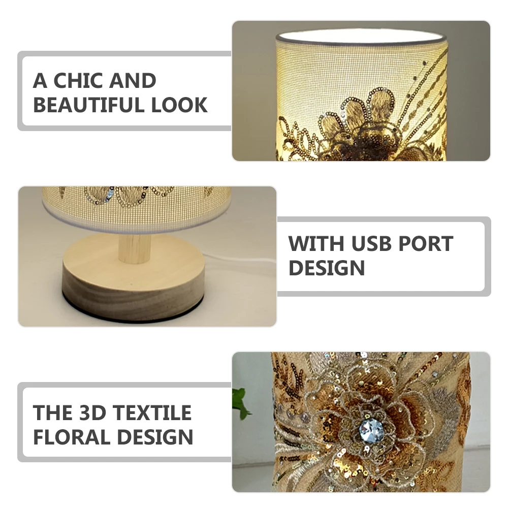 

Fabric Flower Table Lamp Bedroom Light Nightst Cloth LED USB Plug Small Lamps Desk Night Lights Textile 3D Design
