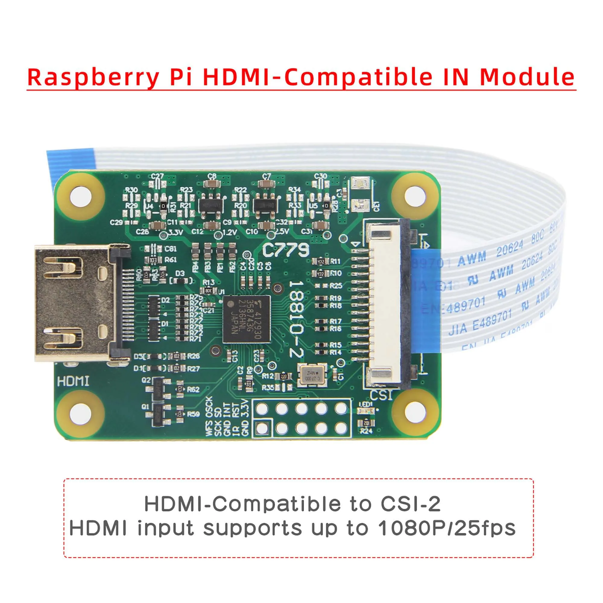HDMI zu CSI-2-Adapterplatine C779 mit 15-poligem FFC-Kabel für Raspberry Pi 5B/4B/3B+/3B/2B/Zero – Bewertung und Anleitung