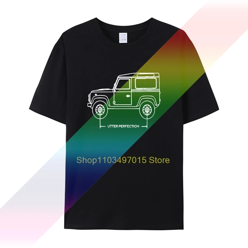 2019 Summer Style 100% cotton Land Car Defender 90 Utter Perfection Car Blueprint T-Shirt Gift Idea T Shirt Tee shirt