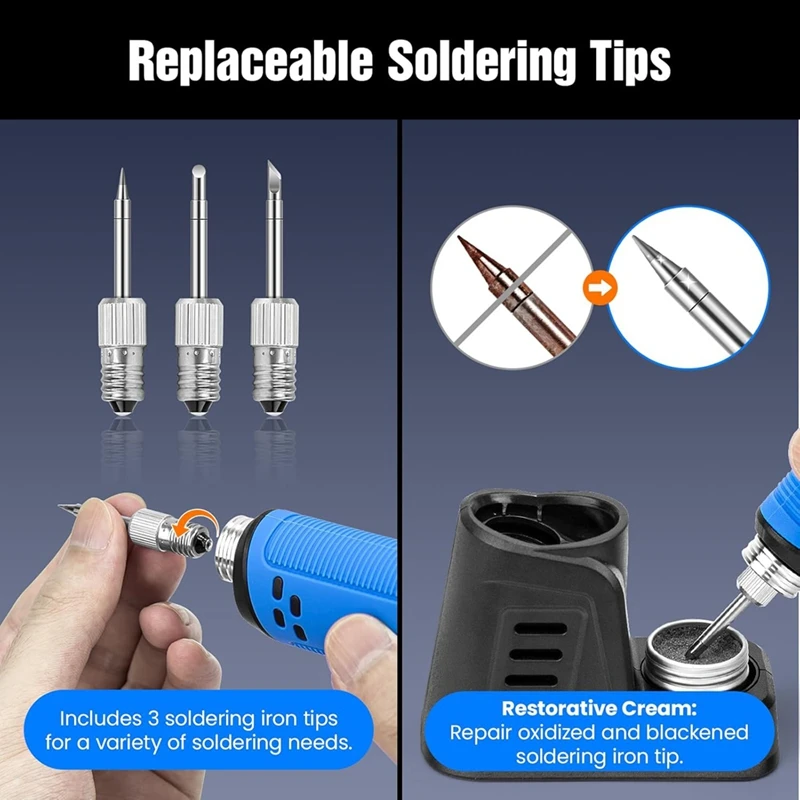 Cordless Soldering Iron Kit, LDE Digital Display USB Rechargeable Soldering Iron For Small Soldering Projects, DIY