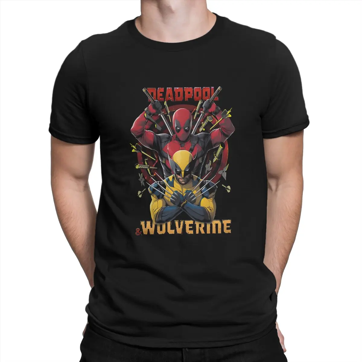 

Disney Marvel Deadpool And Wolverine Men's TShirt D & W Individuality T Shirt Graphic Sweatshirts Hipster