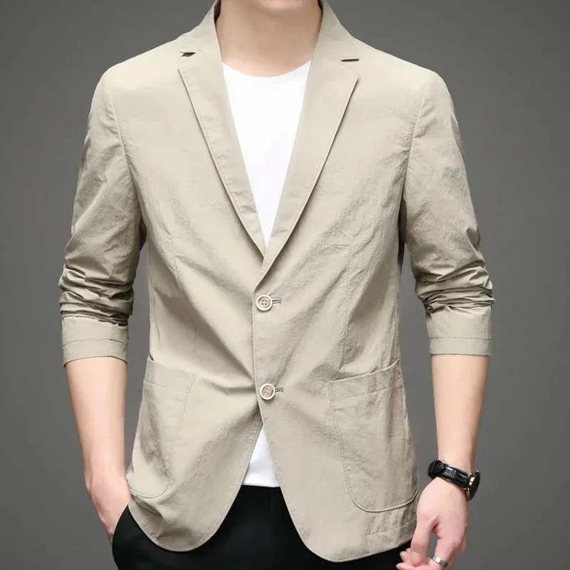 Slim Cotton Fit Small Suit High-End Casual Men's Single Layer & Thin Spring-Summer Top Western Coat Men