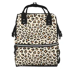 Leopard Print Diaper Bag Backpack Multifunction Maternity Diaper Bag for Baby Girls & Boys Large Capacity Travel Nappy Bags