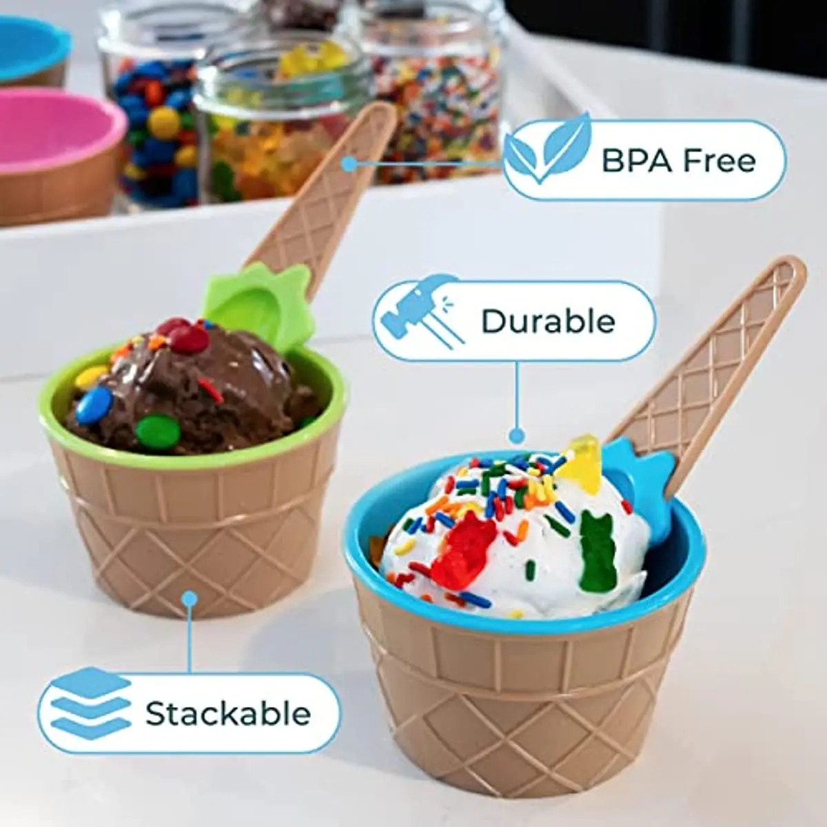 4pcs Vibrant Colors Ice Cream Bowls and Spoons Set Includes Sundae Kit for Summer Holiday Parties Ice Cream Bowl Gift Decoration