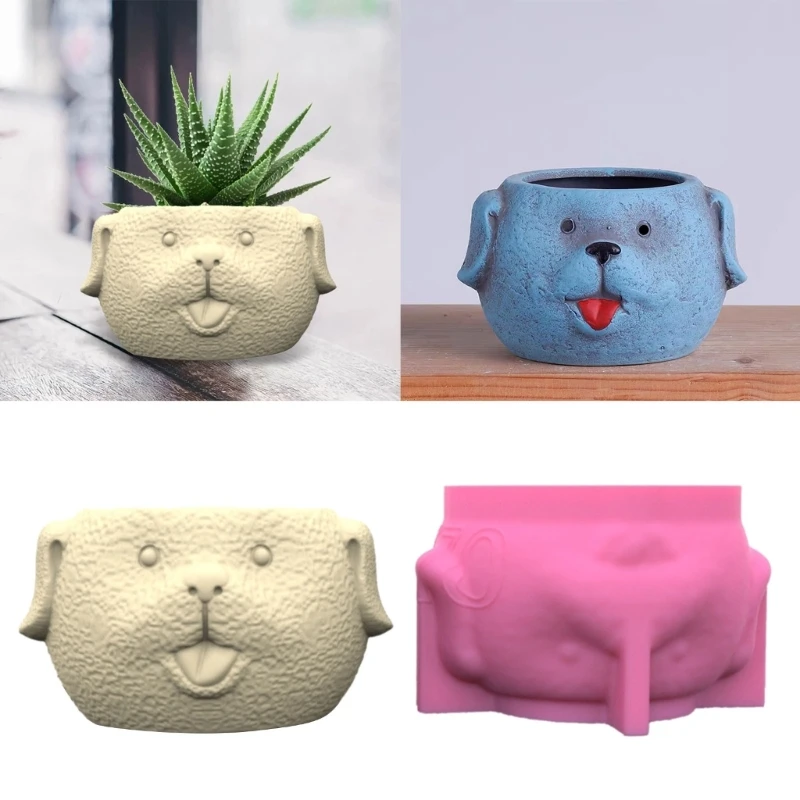 3D DIY Flowerpot Mold Silicone Mold Dog DIY Vase Mold Easy to Use for Crafting Concrete and Epoxy Resin Clay Craft Y08E