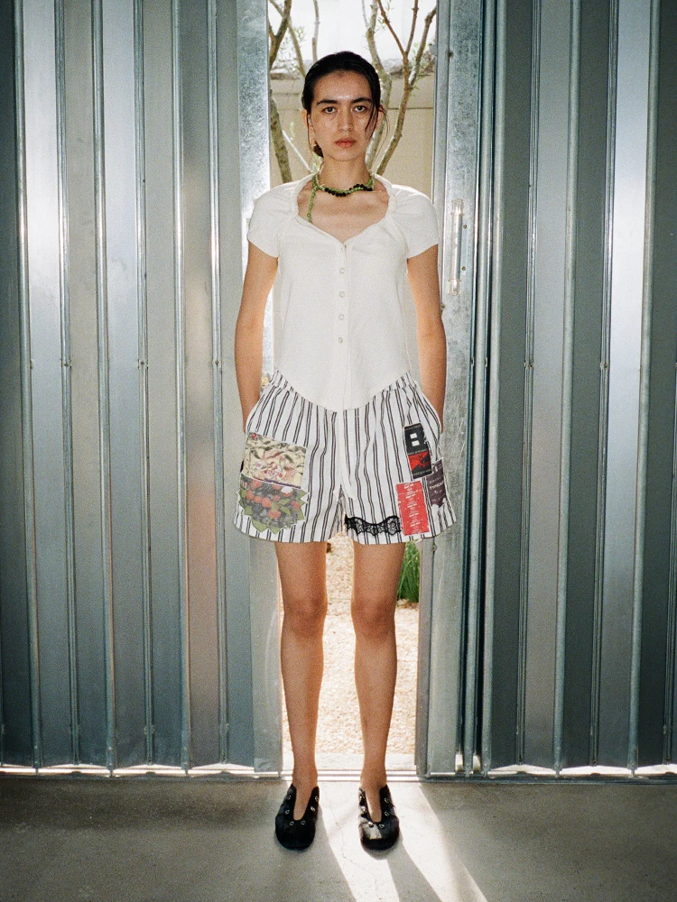 

Street Sle Vintage Worn-look Stripe orts Cotton Straight Leg Casual Pants l Waist ort Length by pical Me