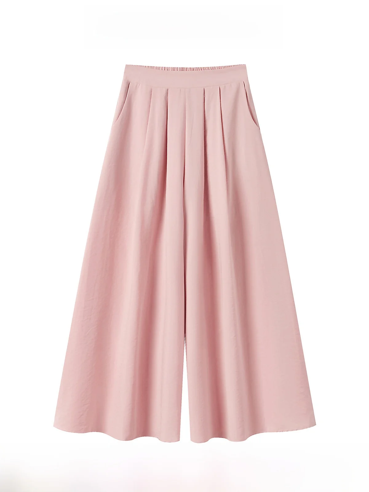 

Розовые текстурированные широкие брюки для женщин, летние повседневные брюки с высокой талией и драпировкой, корейские стильные брюки для работы и отдыха