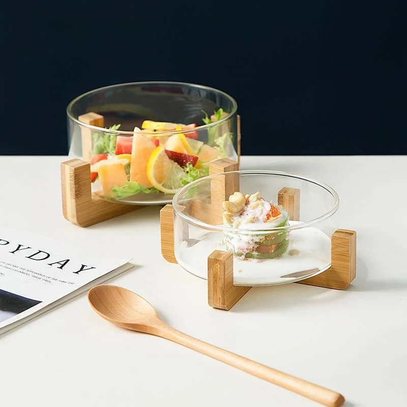 

Nordic Style High Borosilicate Glass Salad Bowl Fruit Dessert Bowl Modern Minimalist round Shape Small Size Dishware
