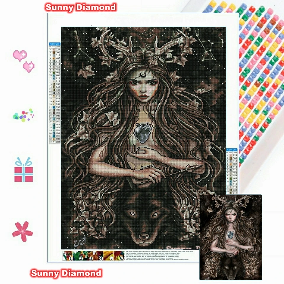 

Fantasy Moon Diamond Painting Butterfly Wolf 5d Home Decor Dark Art Poster Full Drill Mosaic Picture Embroidery Handmade Gift