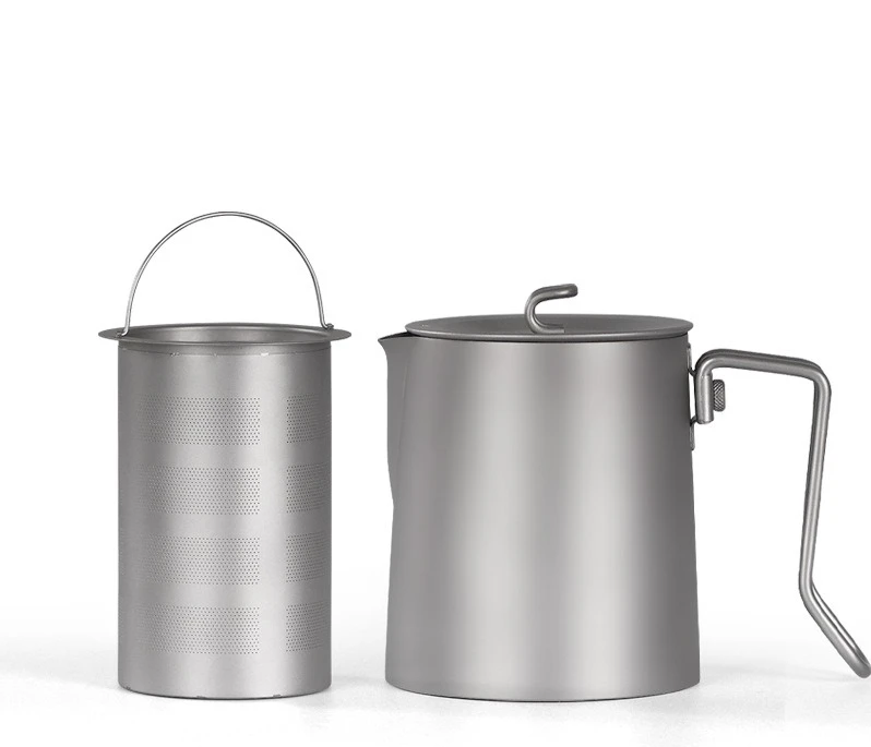 Pure titanium pointed nozzle latte cup with lid, high-grade titanium alloy latte artifact, milk foam cup
