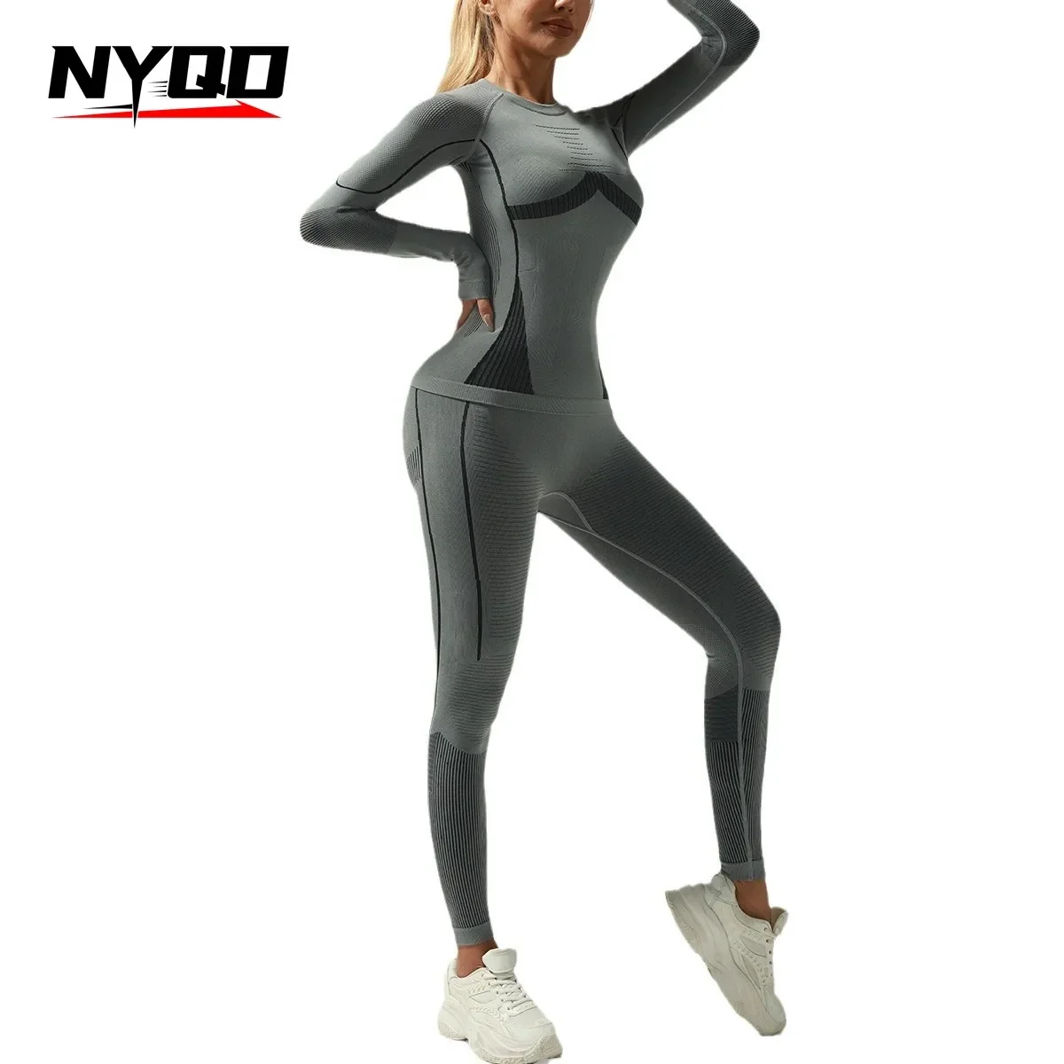 Seamless Thermal Underwear Set Ski Speedo Skiwear Training Clothing Sportswear Sweat Wicking Fitness Suit Winter Clothes Women
