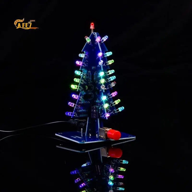

AEE7-DIY Christmas Tree Kits Colorful RGB LED Christmas Tree Electronic Science Assemble Kit For Christmas Trees DIY