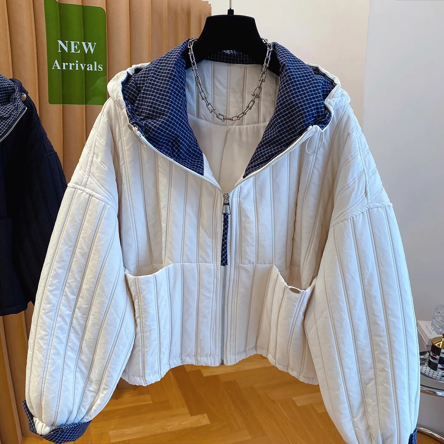 Femmes coton rembourré manteaux automne hiver léger décontracté ample col rond matelassé veste d'extérieur femme surdimensionné pardessus