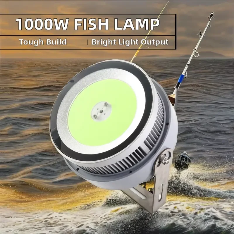 1000W LED Fishing Light Submersible Waterproof Lure Lamp for Night Angling Boat Marine Fish Attractor Green Blue Red Color