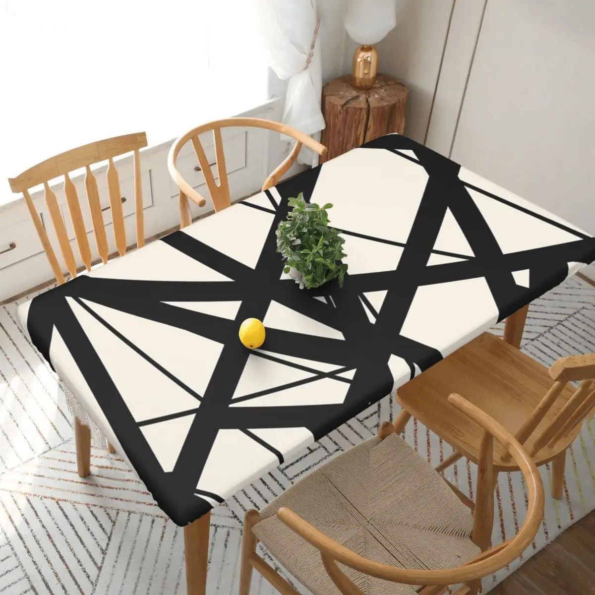 EVH Authentic Stripes Van Halen (eggshell) Custom Rectangular Tablecloth Waterproof Table Cover for Dining Events Table Cloth