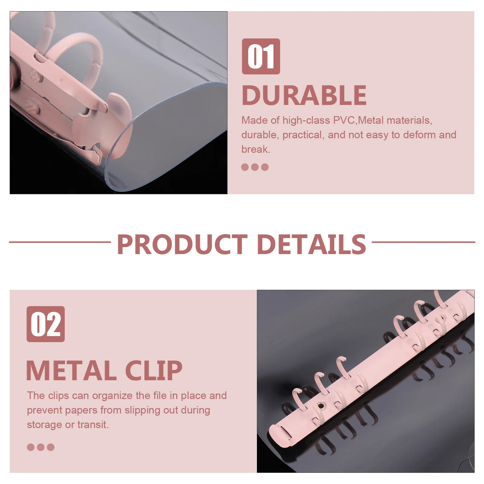 Transparent 6 PVC Rose Gold Mini Notebook Cover File ganizer Kawaii Cute School Planner Folder Office Supplies