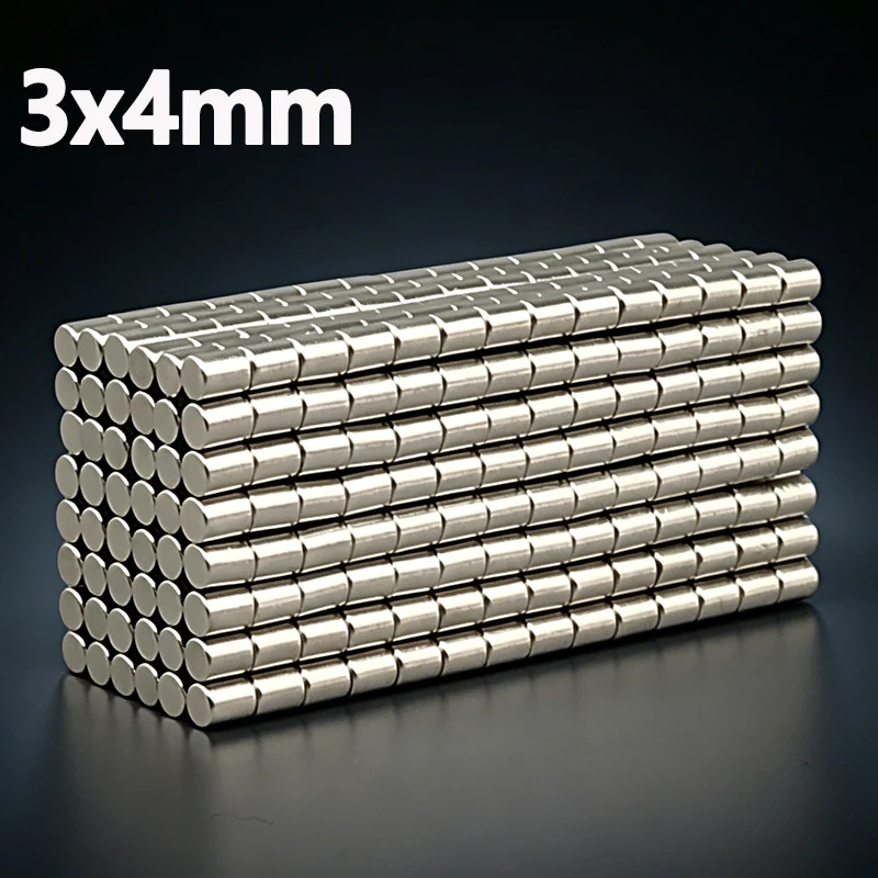 3x4mm Magnet N35 NdfeB Permanent Magnetic Imanes 3*4mm Accessory 20-500pcs Small Round Shape Neodymium Magnet Fridge Craft Diy