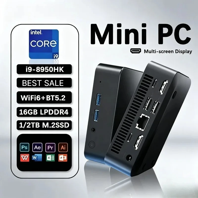 Mini PC 8950HK i9 Core Intel 2026 8GB 16GB RAM, 1TB/2TB Storage, 4K, WiFi6, USB, Portable Gaming Desktop Computer