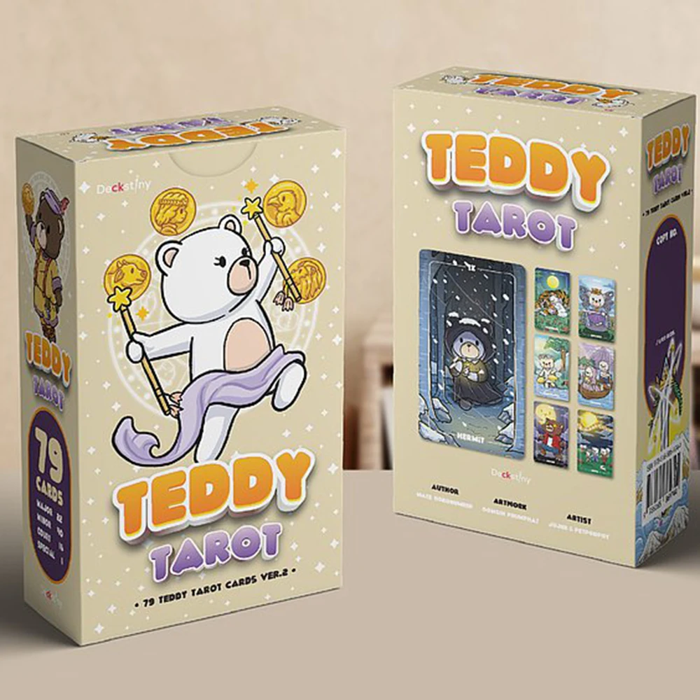 78 szt. Teddy Tarot Ver.2 z Deckstiny papierowa gra wróżbiarska dla początkujących klasyczny tradycyjny Tarot mały rozmiar