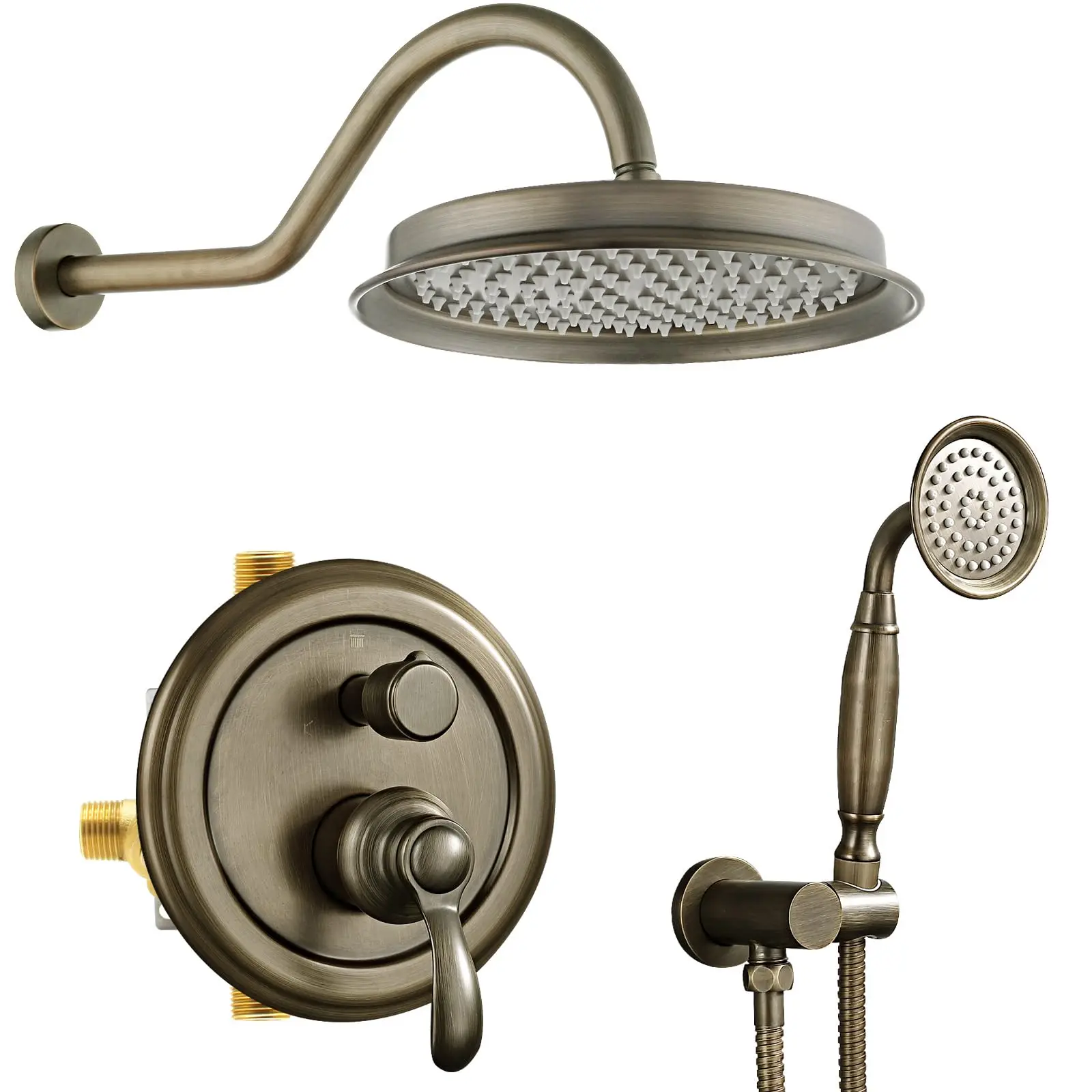 Antique Brass Contemporary Ceiling Mounted Bathroom Shower System Rainfall Oil Rubbed Soft Bronze Chrome Mixer Shower Head