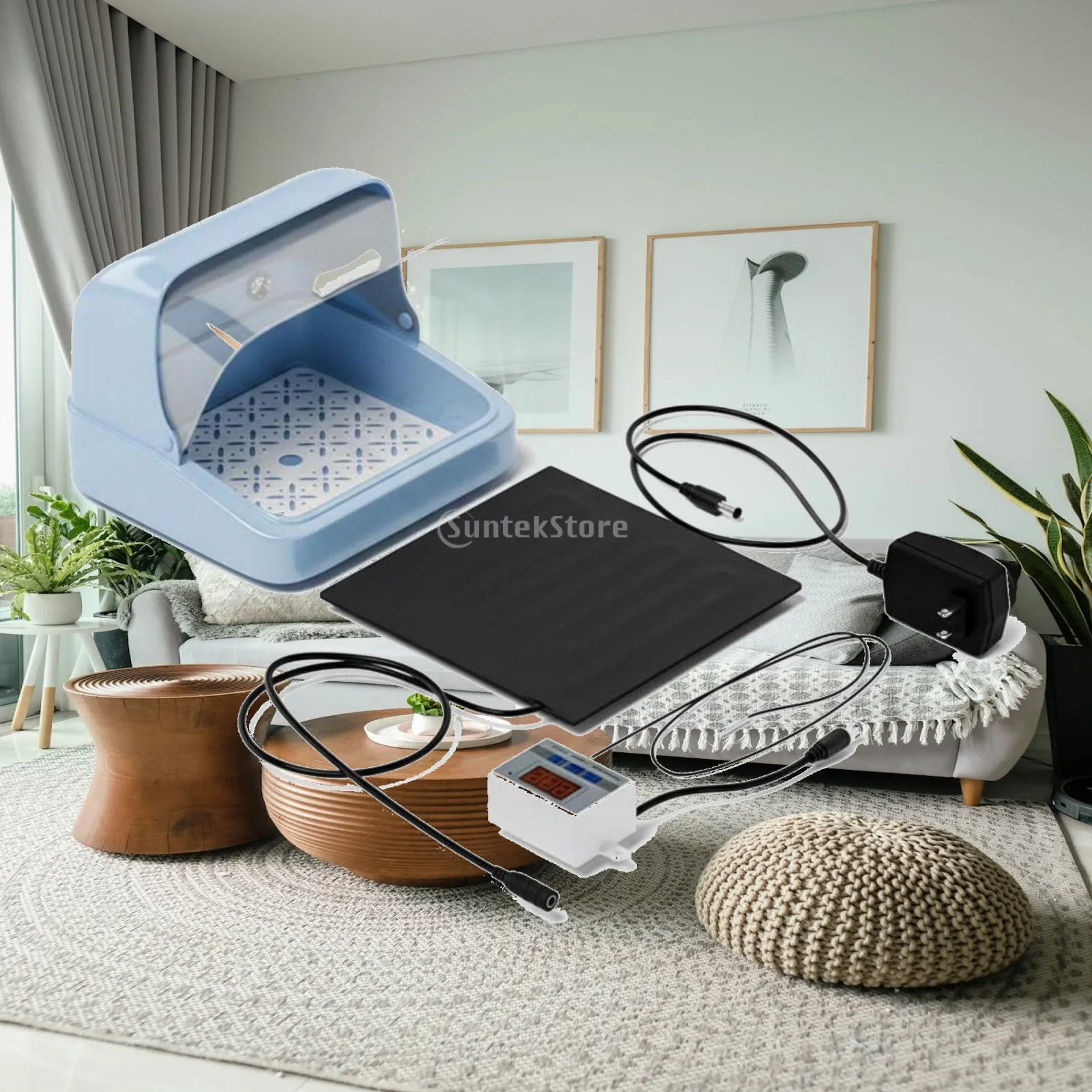 Digital Thermostat Portable Incubator Pet Heating Brooder Plastic Hatchery Box for Animal Care Travel or Emergency
