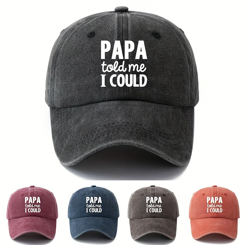 

MAKEFGE Unisex Adjustable Baseball Cap, "PAPA told me I COULD" Print, Casual Streetwear Hip-Hop Hat, Soft Polyester, All-Season