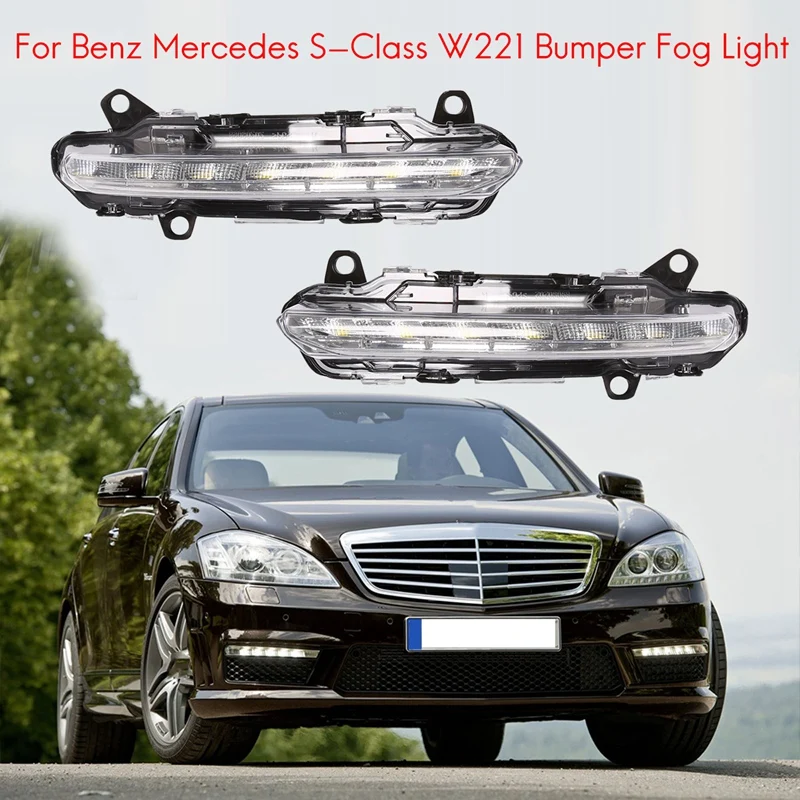 

Car Front Left+Right Fog Lamp For Benz Mercedes S-Class W221 Bumper Fog Light LED DRL Daytime Running