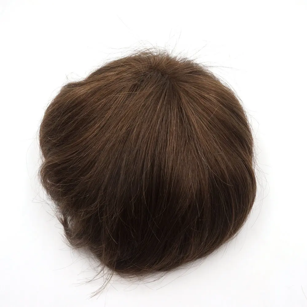 قطعة شعر بشري بنية اللون باللون الأحمر مقاس 7 × 9 بوصة، نظام شعر بشري بدانتيل سويسري كامل #2