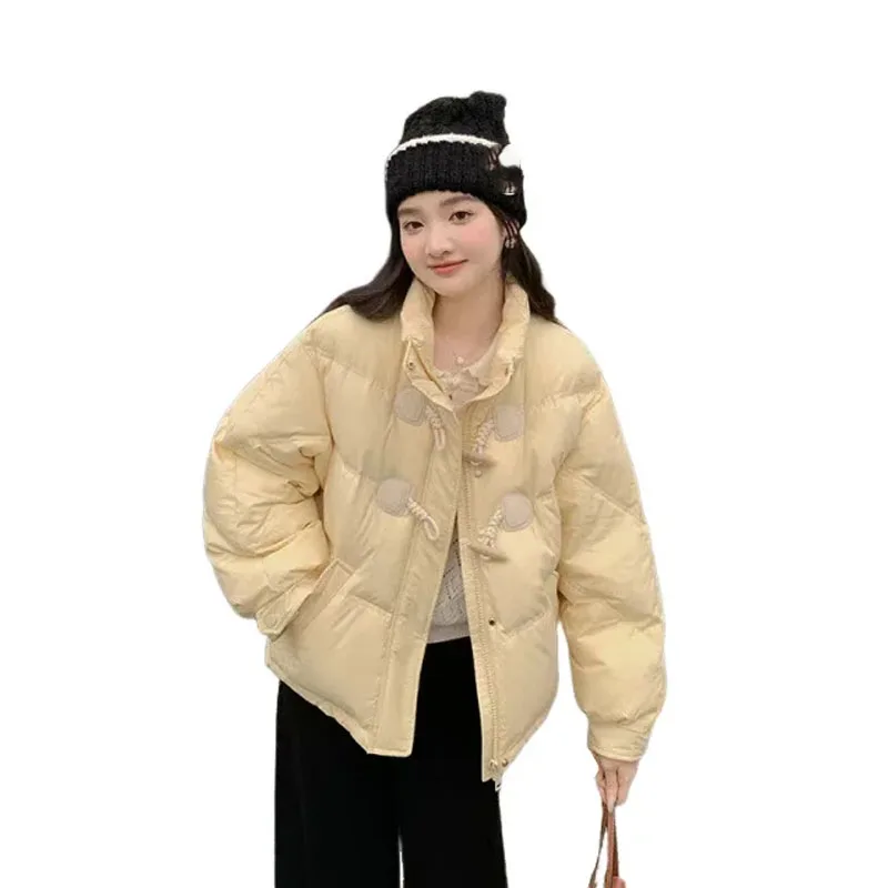 Women's Padded Jacket Korean Style New Stand Collar Short Cotton Coat Women Winter Warm Jacket Outerwear Casual Streetwear