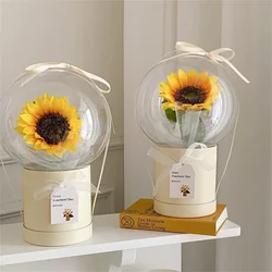 Acrylic Bobo Ball with Artificial Flowers Tulips Bouquet Box for Valentine's Day Girlfriend Birthday Gift Flower Bouquet DIY Kit
