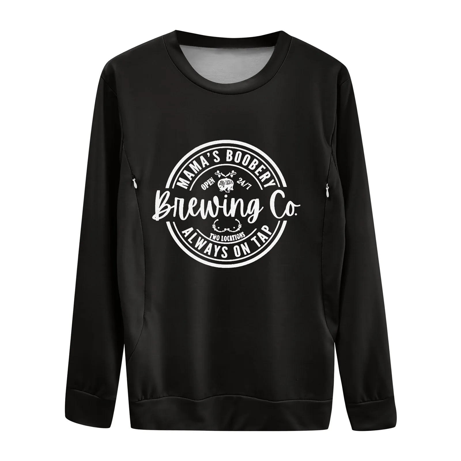 Letter Print Maternity Nursing Sweatshirt Women Comfort Friendly Zip Breastfeeding Pullover Tops Mama\'s Boobery Sweater