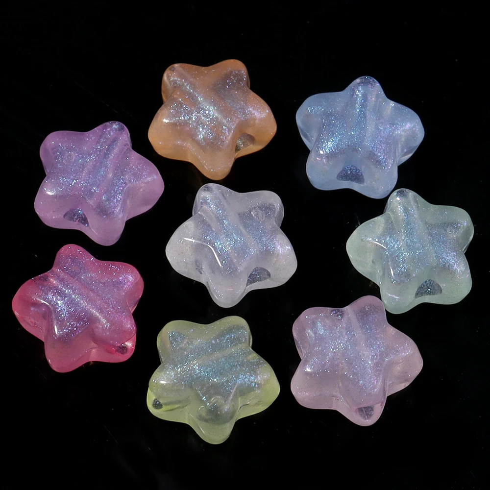 100pcs/lot 10mm Mermaid Color Acrylic Luminous Beads Color Stars Loose Spacer Beads For DIY Bracelet Necklace Jewelry Wholesale view 4