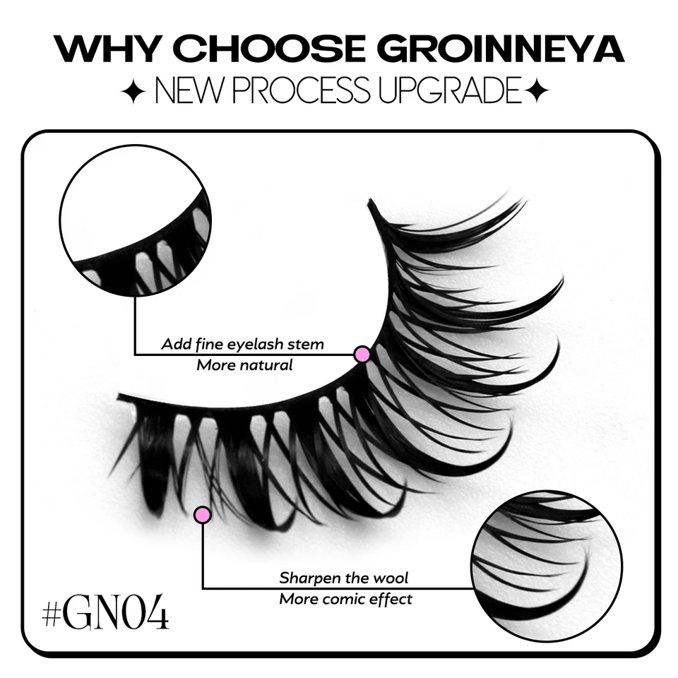 GROINNEYA nuevas pestañas manga naturales 5/7/20 pares, pestañas de visón 3D, suaves, cruzadas, postizas, herramientas de maquillaje para extensiones 3