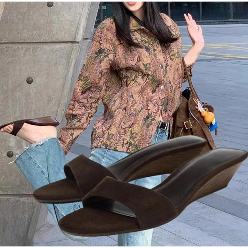 

Women's wedge sandals high heel open toe sandals outdoor comfort beach shoes thick sole European American style fashion sandals