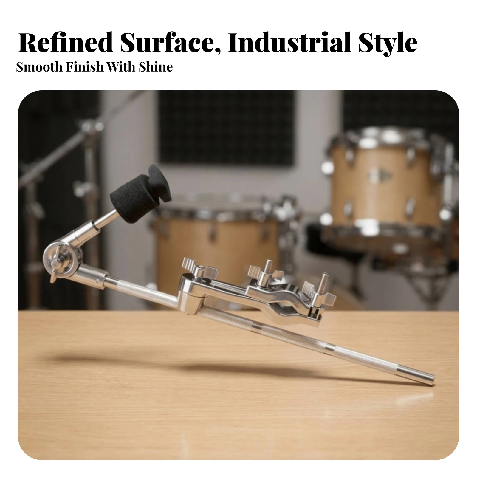 Rigid Drum Hardware Clamp Mount Cymbal Arm Easy to Install Angled Cylindrical Cymbal Arm Knurled Grip