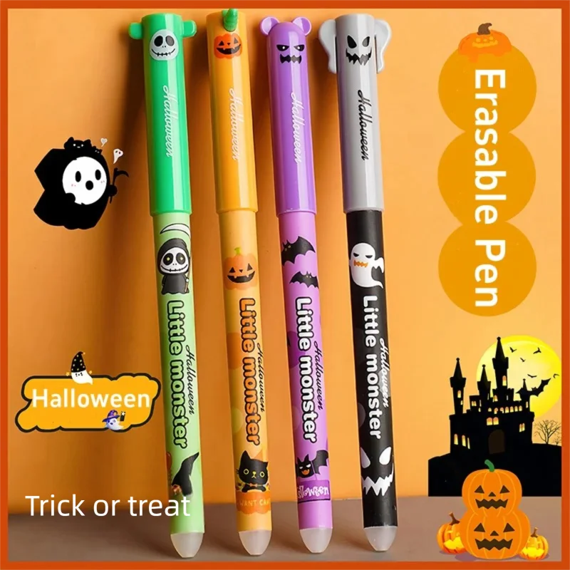 

4pcs Halloween Christmas Erasable Gel Pen Blue 0.5mm Nib Student Writing Office Signature Neutral Pen School Supplies Stationery