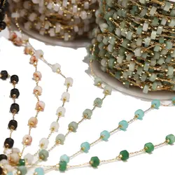 Stainless Steel Beaded Gold Chain Natural Stone Rosary Chains Necklace for Women Jewelry Making