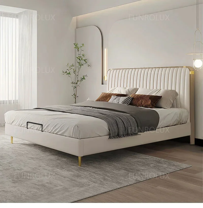 

Modern Simple Leather Bed Double Master Soft Small Household Queen King Customizable