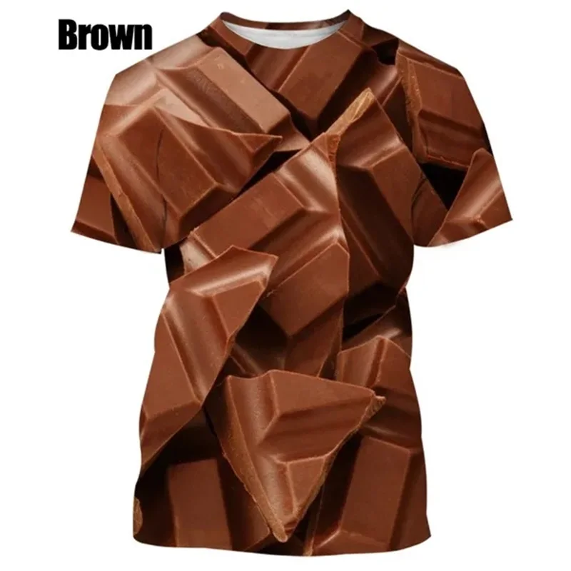 Summer Short Sleeve Men Tshirt Fashion 3d Printing Chocolate Sauce Food T Shirt Funny Lifelike Food Pattern Tee Tops Clothes